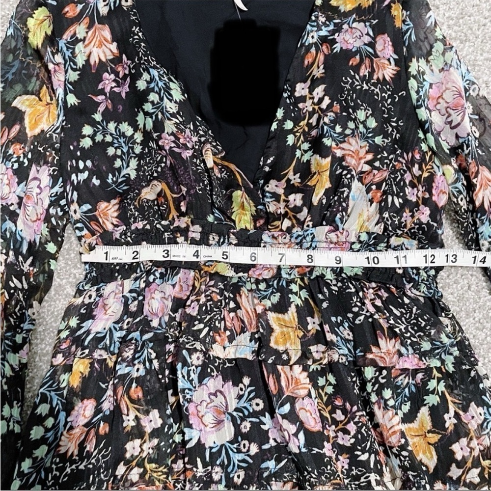 FREE PEOPLE Closer To The Heart Mini Black Floral Boho Dress XS - Picture 11 of 16
